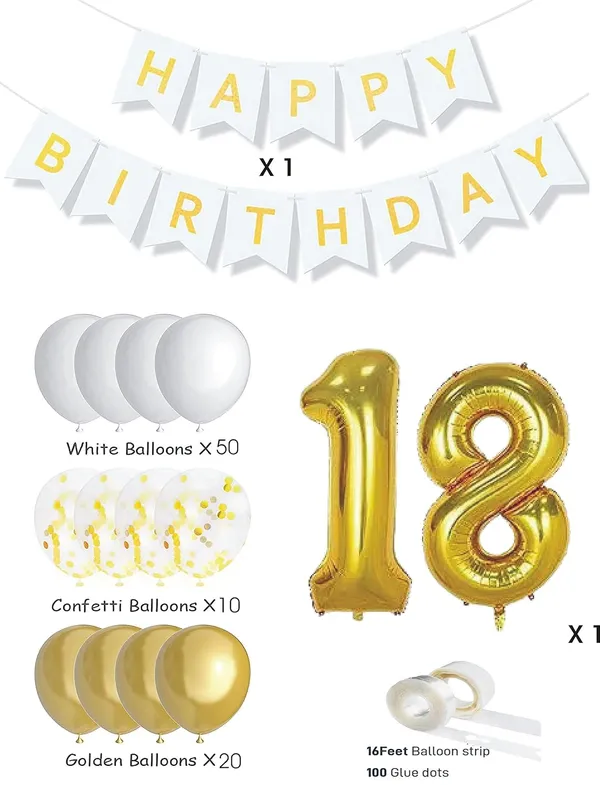 White_&_Gold_Large_Number_Balloons_Set_|_For_Birthday_Decorations_(18Th_Birthday)