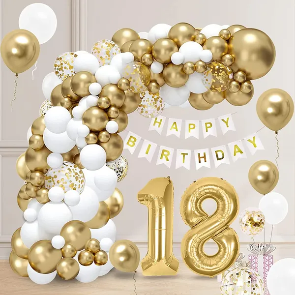 White_&_Gold_Large_Number_Balloons_Set_|_For_Birthday_Decorations_(18Th_Birthday)