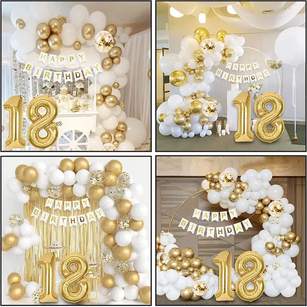 White_&_Gold_Large_Number_Balloons_Set_|_For_Birthday_Decorations_(18Th_Birthday)