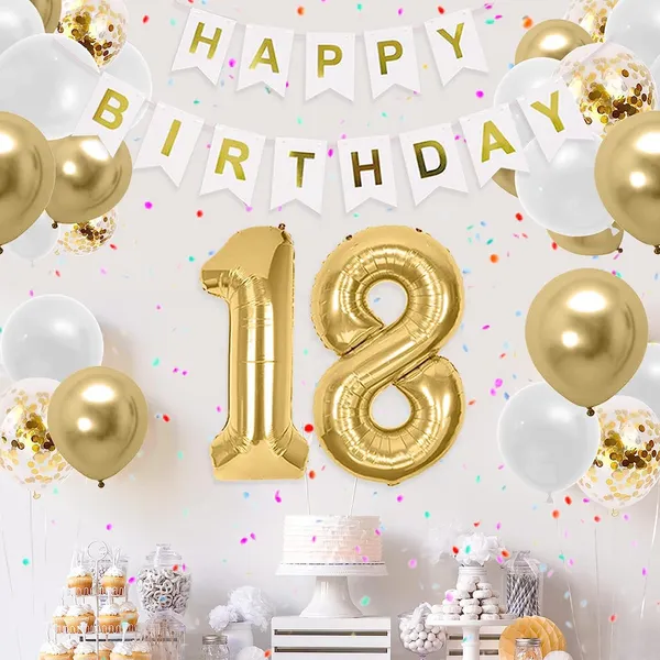 White_&_Gold_Large_Number_Balloons_Set_|_For_Birthday_Decorations_(18Th_Birthday)