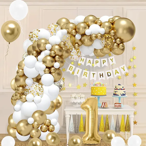 White_&_Gold_Large_Number_Balloons_Set_|_For_Birthday_Decorations_(1St_Birthday)