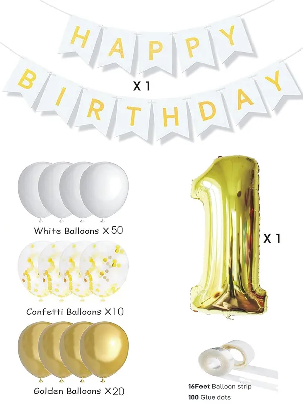 White_&_Gold_Large_Number_Balloons_Set_|_For_Birthday_Decorations_(1St_Birthday)