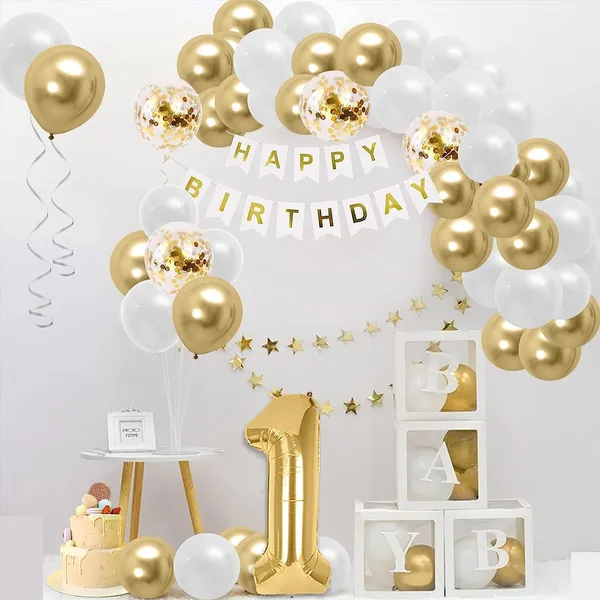 White_&_Gold_Large_Number_Balloons_Set_|_For_Birthday_Decorations_(1St_Birthday)