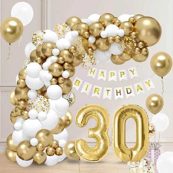 White_&_Gold_Large_Number_Balloons_Set_|_For_Birthday_Decorations_(30Th_Birthday)