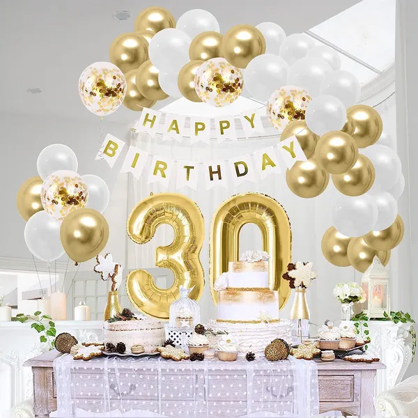 White_&_Gold_Large_Number_Balloons_Set_|_For_Birthday_Decorations_(30Th_Birthday)