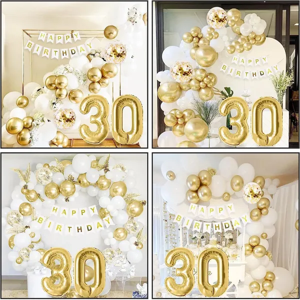 White_&_Gold_Large_Number_Balloons_Set_|_For_Birthday_Decorations_(30Th_Birthday)