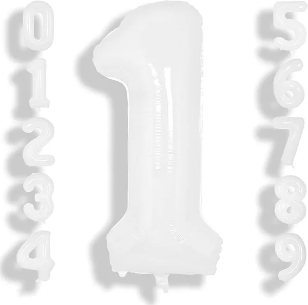 White_Birthday_Helium_Mylar_Digital_Foil_Balloon_Party_Decorations_Supplies_(32_Inch)_(Number_1)