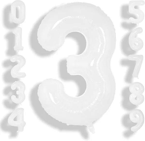 White_Birthday_Helium_Mylar_Digital_Foil_Balloon_Party_Decorations_Supplies_(32_Inch)_(Number_3)
