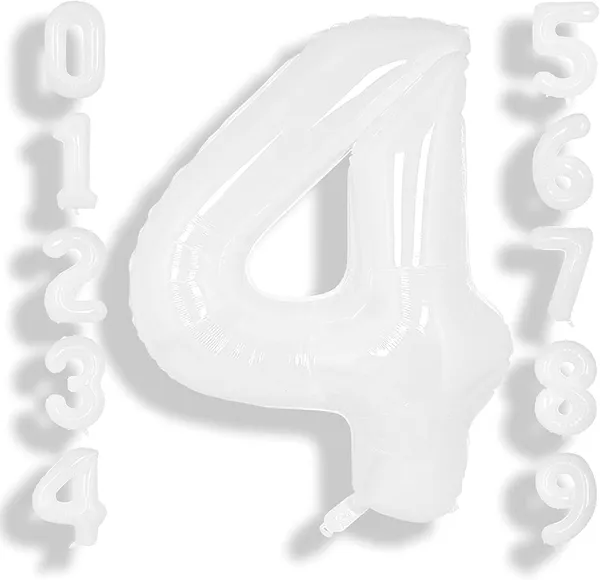 White_Birthday_Helium_Mylar_Digital_Foil_Balloon_Party_Decorations_Supplies_(32_Inch)_(Number_4)