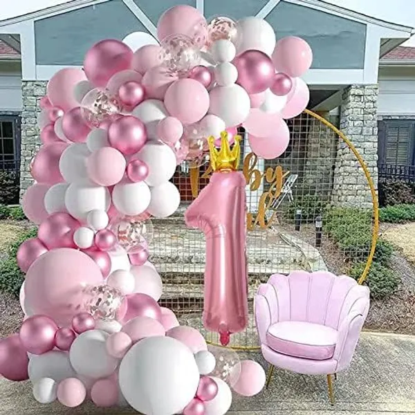 White_&_Pink_Large_Number_Balloons_Set_|_For_Birthday_Decorations_(1St_Birthday)