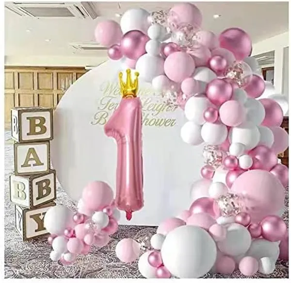 White_&_Pink_Large_Number_Balloons_Set_|_For_Birthday_Decorations_(1St_Birthday)