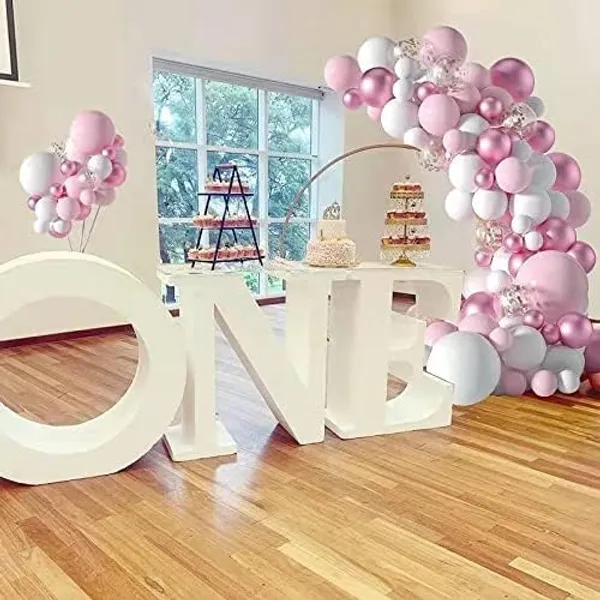 White_&_Pink_Large_Number_Balloons_Set_|_For_Birthday_Decorations_(1St_Birthday)