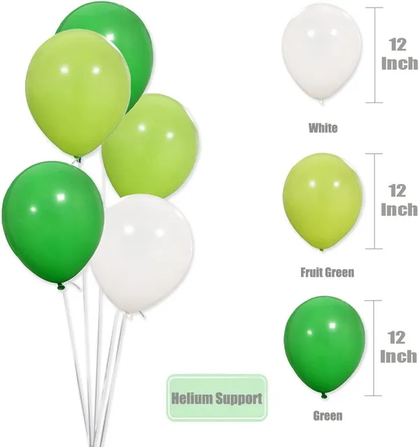 White_&_Green_Latex_Balloons_|_For_Jungle_Party_Supplies_|_Baby_Shower_Dino_Jungle_Jurassic_Birthday_Party_Decorations_(50_Pcs)_(12_Inch)