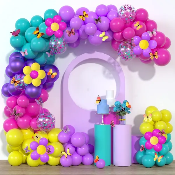 Purple_Blue_Rose_Red_&_Yellow_Rubber_Magic_Confetti_Balloon_Arch_Kit_With_3D_Colorful_Butterfly_Stickers_|_For_Baby_Shower_Wedding_Birthday_Party_Decorations_(136Pcs)
