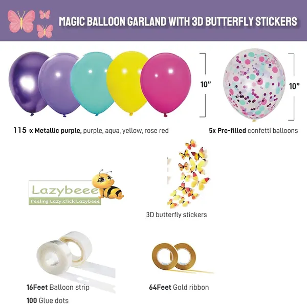 Purple_Blue_Rose_Red_&_Yellow_Rubber_Magic_Confetti_Balloon_Arch_Kit_With_3D_Colorful_Butterfly_Stickers_|_For_Baby_Shower_Wedding_Birthday_Party_Decorations_(136Pcs)