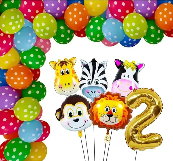 Multicolor_Jungle_Animal_Foil_Balloon_With_Polka_Print_Balloon_And_16_Inch_Number_2_Foil_Balloon_|_For_Birthday_Party_Decorations_(Pack_Of_35_Pcs)
