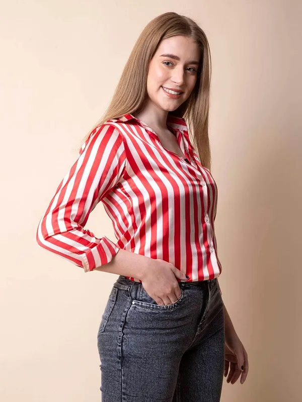 Red_White_Striped_Regular_Fit_Solid_Shirt