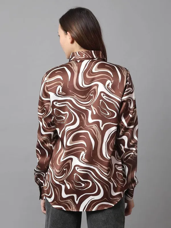 Brown_Printed_Satin_Regular_Fit_Solid_Shirt