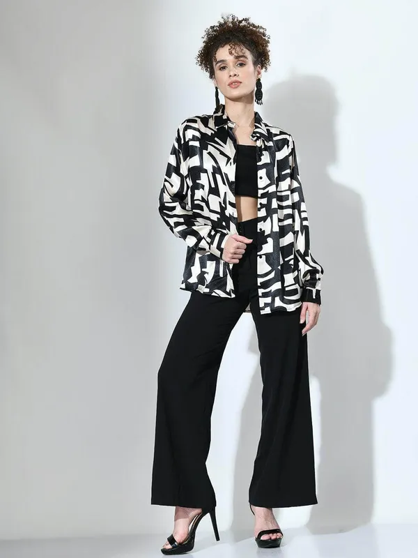Black_&_Beige_Curved_Printed_Satin_Regular_Fit_Solid_Shirt
