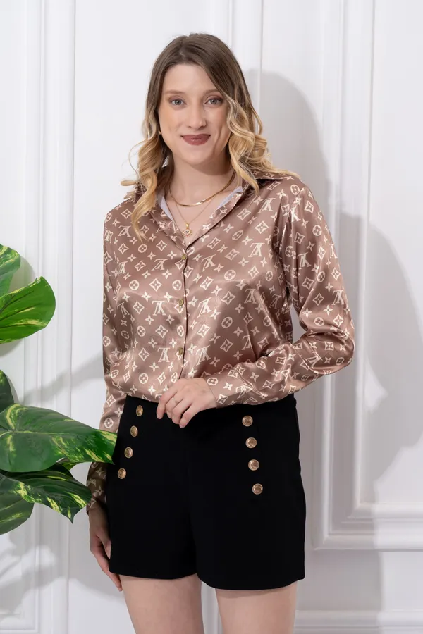 Brown_Printed_Satin_Regular_Fit_Solid_Shirt