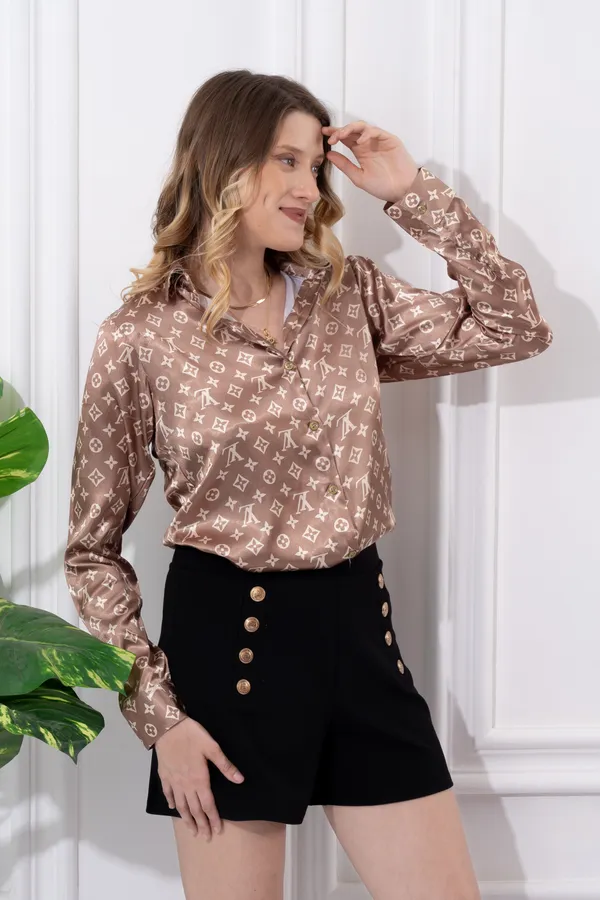 Brown_Printed_Satin_Regular_Fit_Solid_Shirt