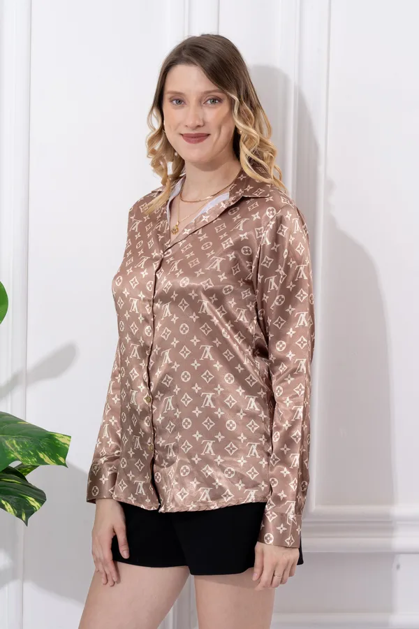 Brown_Printed_Satin_Regular_Fit_Solid_Shirt