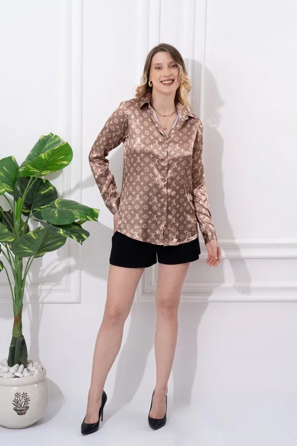 Brown_Printed_Satin_Regular_Fit_Solid_Shirt