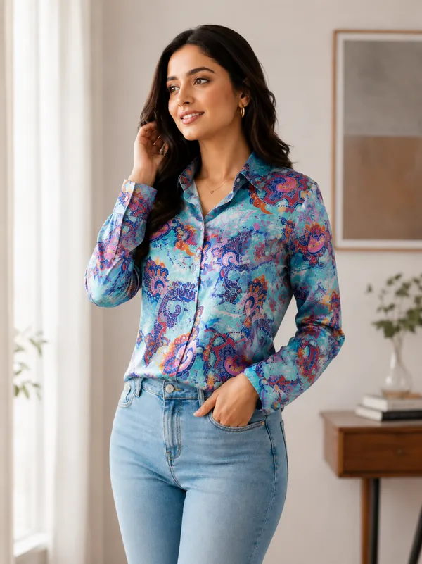 Azure_Paisley_Satin_Shirt