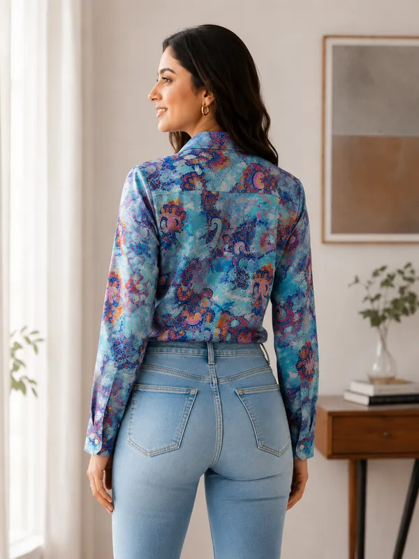 Azure_Paisley_Satin_Shirt