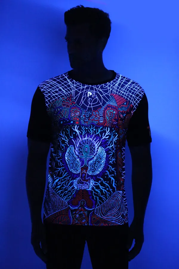 PSY_EGYPTIAN-GOD_HORUS_|_UV_REACTIVE_ART_|_MYSTIC_FIT__|_T-SHIRT_|_210_GSM