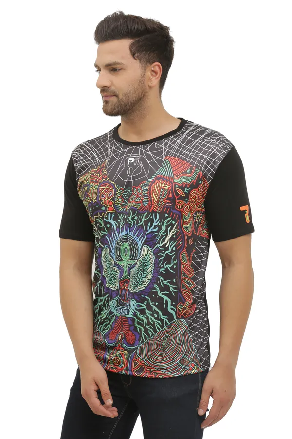 PSY_EGYPTIAN-GOD_HORUS_|_UV_REACTIVE_ART_|_MYSTIC_FIT__|_T-SHIRT_|_210_GSM