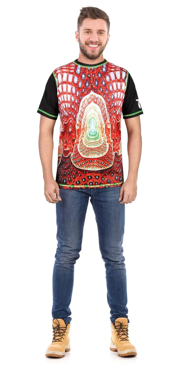 PSY_MULTI-SACRED_FACE_JOURNEY__|_UV_Glow_Art__|_T-SHIRT_For_Men_|_210_GSM