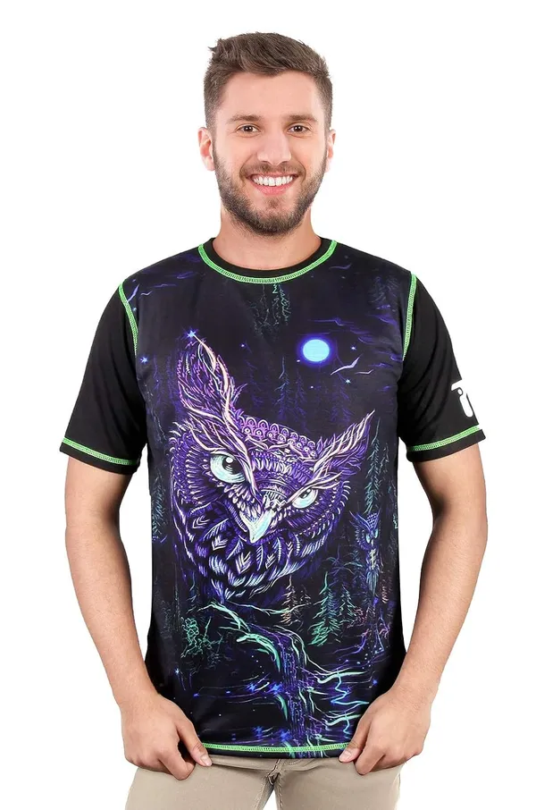 PSY-OWL_|_UV_REACTIVE_DESIGN_|_FESTIVE_FIT_|_T-SHIRT_|_210_GSM