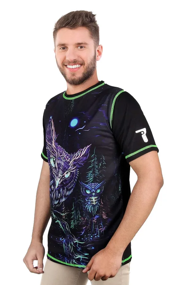 PSY-OWL_|_UV_REACTIVE_DESIGN_|_FESTIVE_FIT_|_T-SHIRT_|_210_GSM