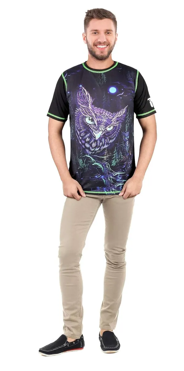 PSY-OWL_|_UV_REACTIVE_DESIGN_|_FESTIVE_FIT_|_T-SHIRT_|_210_GSM