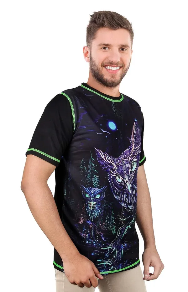 PSY-OWL_|_UV_REACTIVE_DESIGN_|_FESTIVE_FIT_|_T-SHIRT_|_210_GSM
