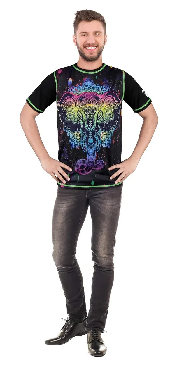GANESHA_SPACE_AVATAR_|_UV_Reactive_Art_|_Festive_Fit_T-SHIRT_|_210_GSM