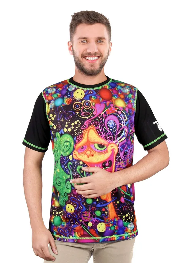 PSY_TOON_INTERVENTION_|_UV_Reactive_T-SHIRT_Dry_Fit_Micro_&_100%_Biowashed_Cotton__|_210_GSM