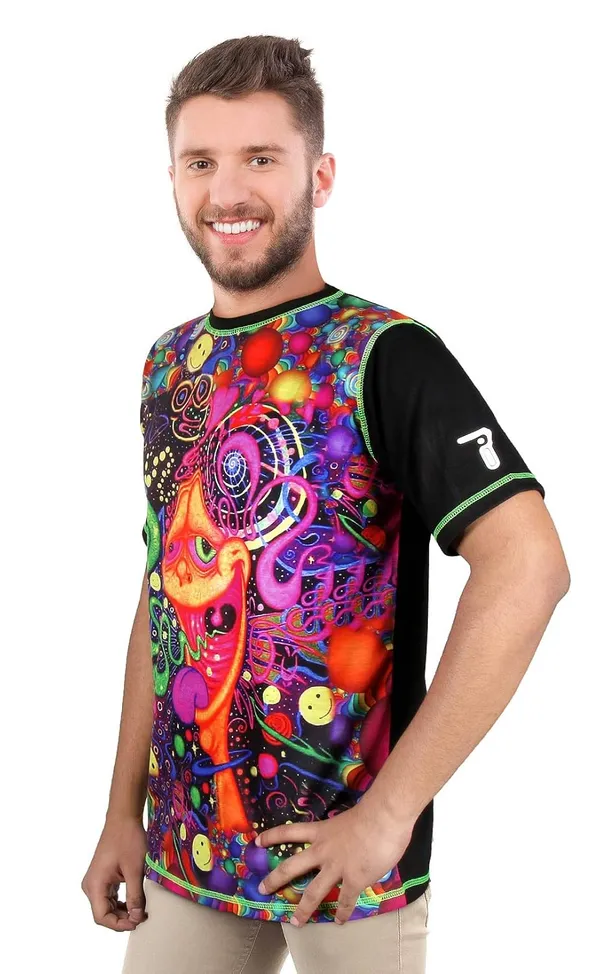 PSY_TOON_INTERVENTION_|_UV_Reactive_T-SHIRT_Dry_Fit_Micro_&_100%_Biowashed_Cotton__|_210_GSM
