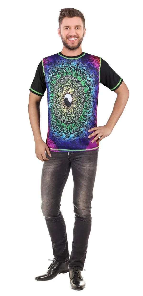 PSY_YIN-YANG_PEACE_PORTAL_|_UV_Reactive_Art_|_Unisex_T-SHIRT_Dry_Fit_Micro_&_100%_Biowashed_Cotton__|_210_GSM