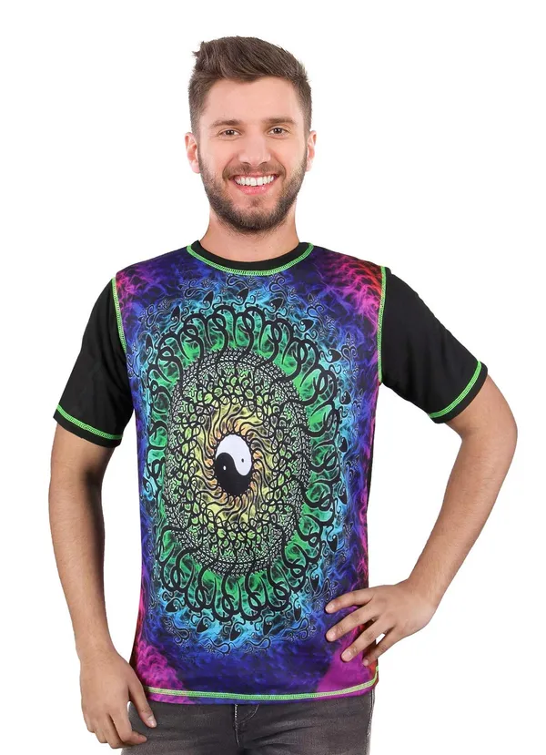 PSY_YIN-YANG_PEACE_PORTAL_|_UV_Reactive_Art_|_Unisex_T-SHIRT_Dry_Fit_Micro_&_100%_Biowashed_Cotton__|_210_GSM