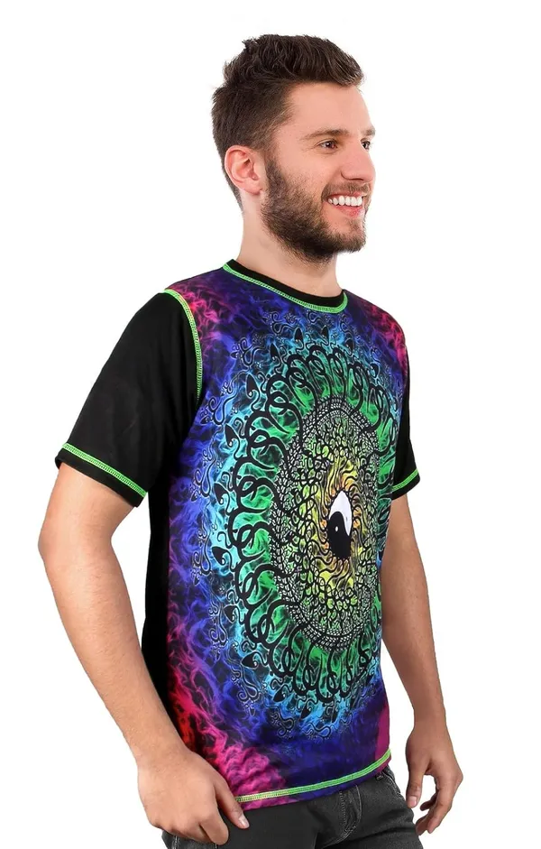 PSY_YIN-YANG_PEACE_PORTAL_|_UV_Reactive_Art_|_Unisex_T-SHIRT_Dry_Fit_Micro_&_100%_Biowashed_Cotton__|_210_GSM