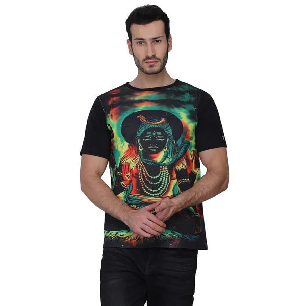 PSY_SHIVA_MEDITATION_|_UV_Reactive_Art_|_Unisex_T-SHIRT_Dry_Fit_Micro_&_100%_Biowashed_Cotton__|_210_GSM