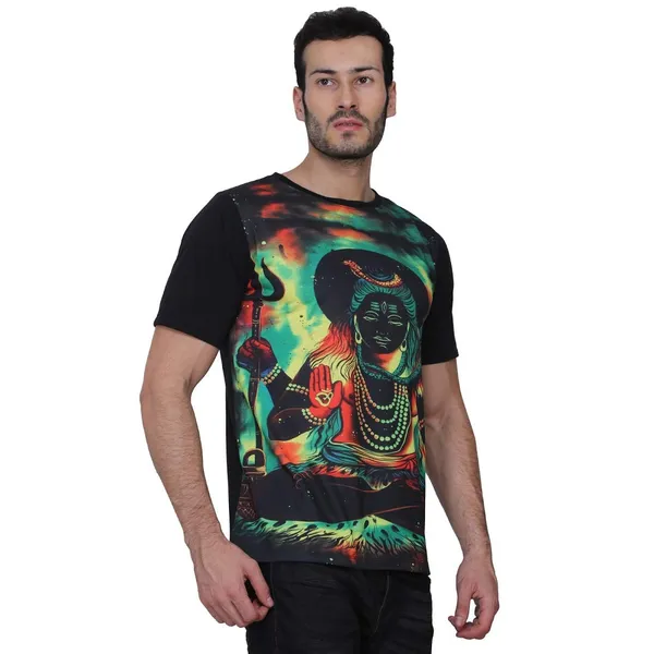 PSY_SHIVA_MEDITATION_|_UV_Reactive_Art_|_Unisex_T-SHIRT_Dry_Fit_Micro_&_100%_Biowashed_Cotton__|_210_GSM