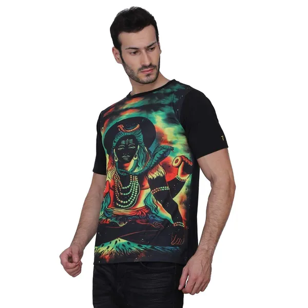 PSY_SHIVA_MEDITATION_|_UV_Reactive_Art_|_Unisex_T-SHIRT_Dry_Fit_Micro_&_100%_Biowashed_Cotton__|_210_GSM