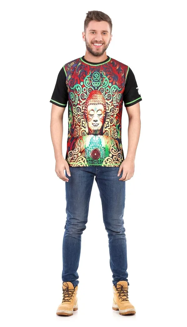 BUDDHA-PEACE-MEDITATION_|_UV_Reactive_T-SHIRT_Dry_Fit_Micro_&_100%_Biowashed_Cotton__|_210_GSM