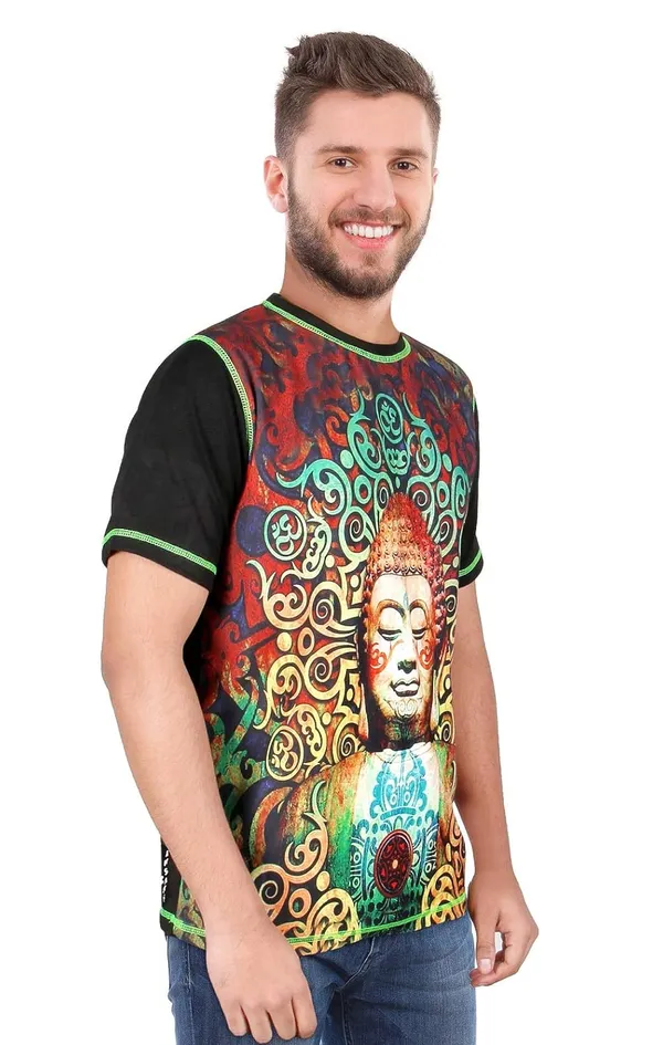 BUDDHA-PEACE-MEDITATION_|_UV_Reactive_T-SHIRT_Dry_Fit_Micro_&_100%_Biowashed_Cotton__|_210_GSM