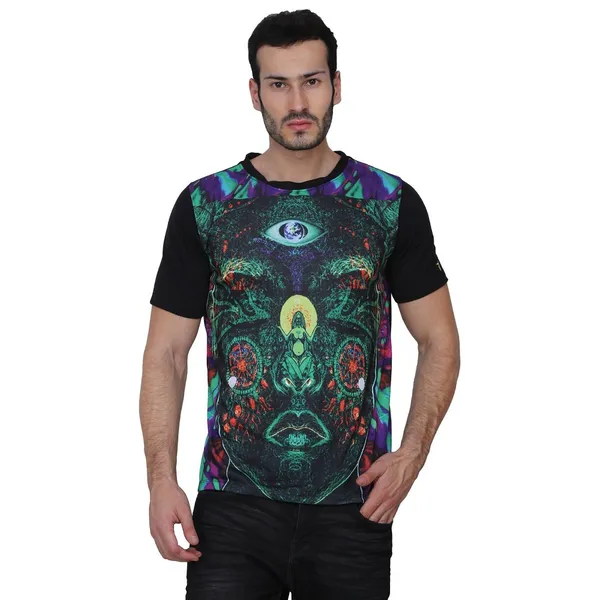 FACE_INTERVENTION_UV_Glow_Design_|_Unisex_T-SHIRT_Dry_Fit_Micro_&_100%_Biowashed_Cotton__|_210_GSM