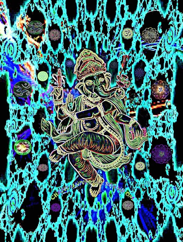 GANESHA-OM-CHANTING_|_UV_Glow_ART__|_Festival_Fit__|_T-SHIRT_|_210_GSM
