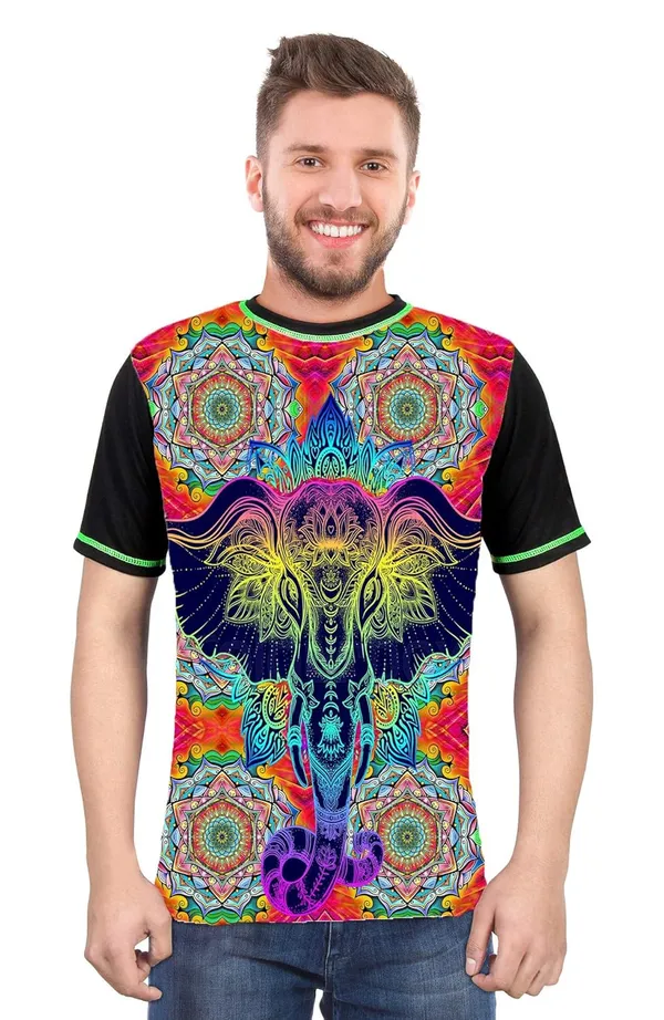 PSY_GANESHA-MANDALA_PORTAL_|__UV_REACTIVE_ART_|__SPIRITUAL_AWAKENING_|__T-SHIRT_|_210_GSM